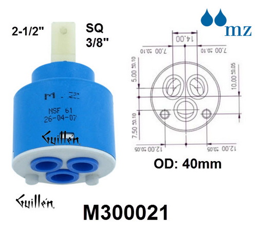 MZ M300021;;__ 2-1/2in SQ; Single lever cartridge; in Unfinish