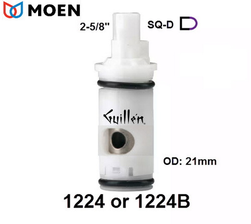 Moen 1224;;__ 2-5/8in SQ-D; 1/4 turn plastic cartridge for two handle & widespread faucet hot or cold; in Unfinish
