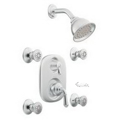 Tech 243 Moen Trim for Moentrol with built-in three function transfer valve vertical spa set repair replacement technical part breakdown