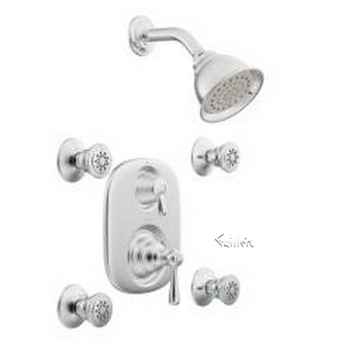 Tech 263 Moen Trim for Moentrol with built-in three function transfer valve vertical spa set repair replacement technical part breakdown
