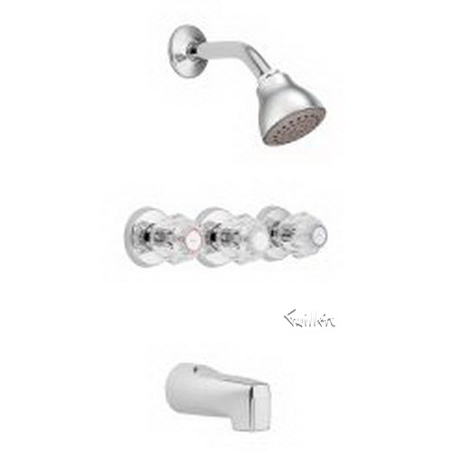 Tech 2995 Moen 3 handle standard valve and tub/shower trim repair replacement technical part breakdown