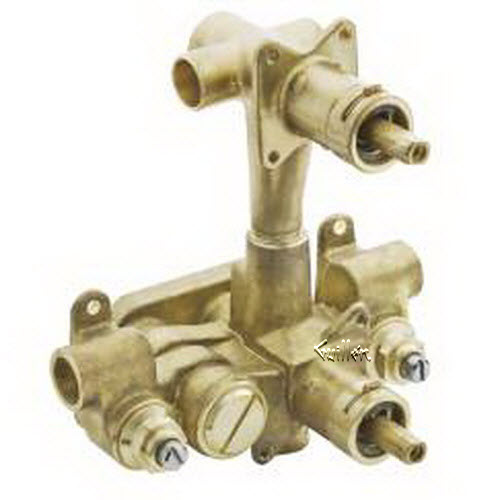 Tech 3320 Moen Rough-in Moentrol pressure balancing volume control with built-in three function transfer valve with stops repair replacement technical part breakdown