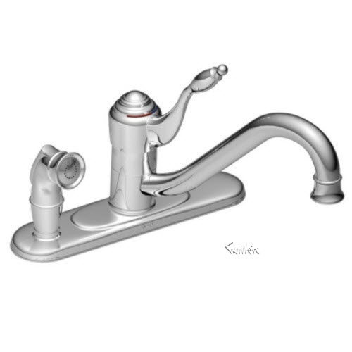 Tech 7309 Moen 1 handle kitchen with matching finish side spray in deck plateChrome""
