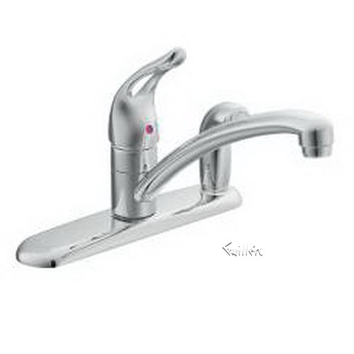 Tech 7454 Moen 1 handle kitchen faucet with matching finish Protg side spray in deck plate repair replacement technical part breakdown