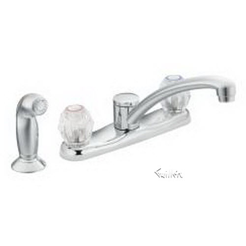 Tech 7910 Moen 2 handle kitchen faucet with matching finish Protg side spray