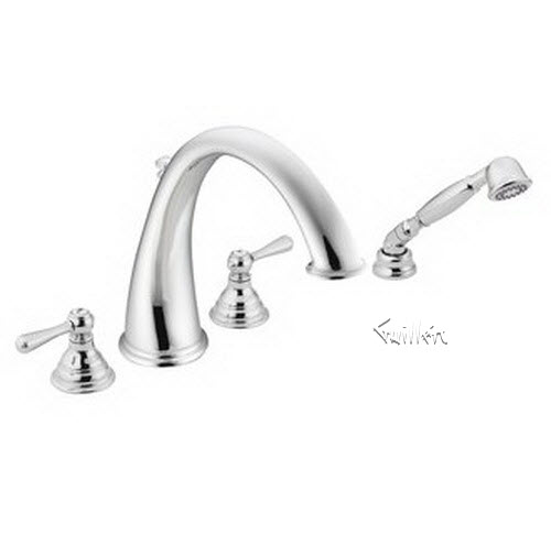 Tech T922 Moen Trim kit for 2 handle Roman tub with built-in hand shower diverter repair replacement technical part breakdown