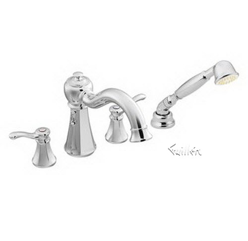 Tech T934 Moen Trim kit for 2 handle Roman tub with built-in hand shower diverter repair replacement technical part breakdown