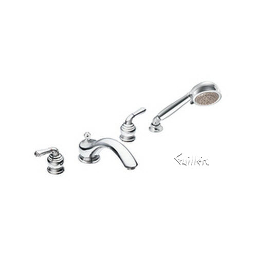 Tech T953 Moen Trim kit for 2 handle Roman tub with built-in hand shower diverter repair replacement technical part breakdown