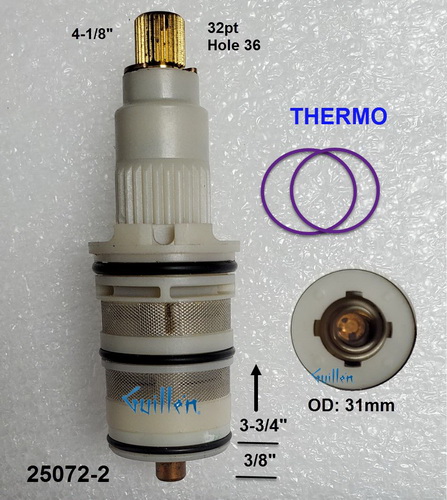 Ondine 25072-2; ; rebuild kit for ondine thermostatic mixing cartridge valves including models 25071 (1/2-inch) and 25072 3/4-inch also fits models 25073 25074 25075 25076 bath tub shower; in Unfinish