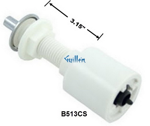 PresAirTrol B513CS; ; small bezel air button on / off 1 1/4" inch with 3.15in short stem; in Chrome; Replaces B513CA