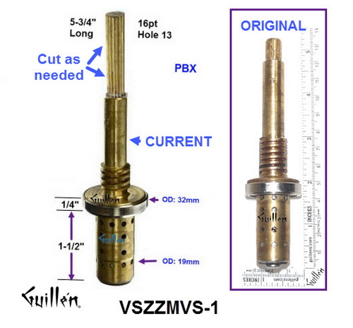 Paul Decorative VSZZMVS-1; ; custom line pressure balance stem cartridge 16 point; in Unfinish