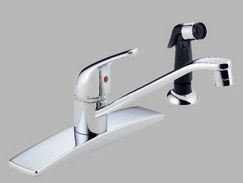 Peerless P15LF; Core; single handle kitchen faucet with sidespray repair replacement technical parts breakdown; in Unfinish