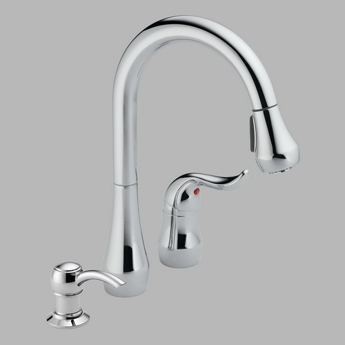 Peerless P188102LF-SD; Apex; Single handle kitchen pull-down with soap dispenser repair replacement technical part breakdown