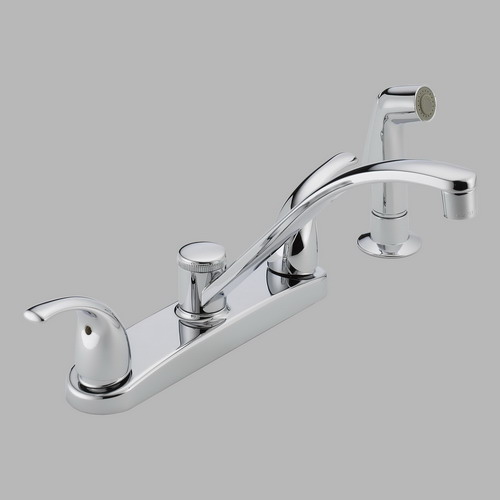 Peerless P299508LF; Choice; Two handle kitchen faucet with sidespray repair replacement technical part breakdown