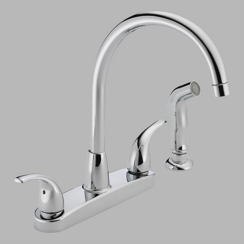 Peerless P299578LF; Choice; Two handle kitchen faucet with sidespray repair replacement technical part breakdown