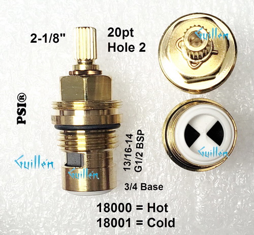 PSI 18000;;__ 2-1/8in 20pt; Hot cwc 1/4 brass ceramic cartridge; in Unfinish; Replaces 5417; 18001 for cold