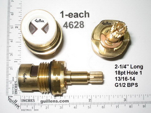 PSI 4628;;__ 2/1/4in 18pt; Cold ccwc 1/4 brass ceramic cartridge; in Unfinish   028610-0070A