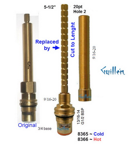 PSI 8365;;__ 5-1/2in 20pt; Cold ccwc 1/4 Turn brass ceramic cartridge; in Unfinish