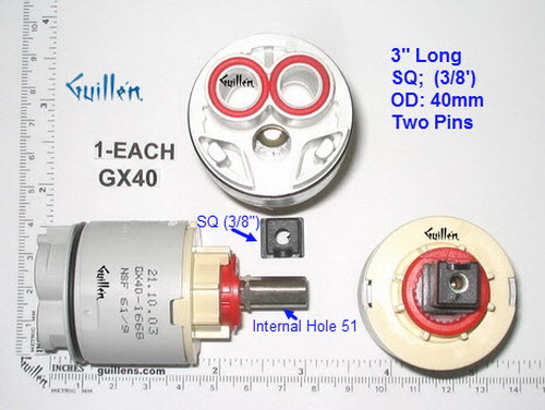 PSI GX40;;__ 3in SQ; Single lever cartridge; in Unfinish