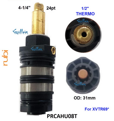 Rubi PRCAHU08T; MITIGEUR;__ 4-1/1/4in 24pt; Thermostatic cartridge for XVTR69; in Unfinish; Discontinued Product