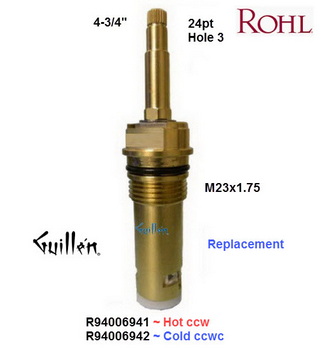 Rohl R94006942;;__ 4-3/4in 24pt; Cold ccwc; 1/4 turn brass ceramic cartridge; in Unfinish