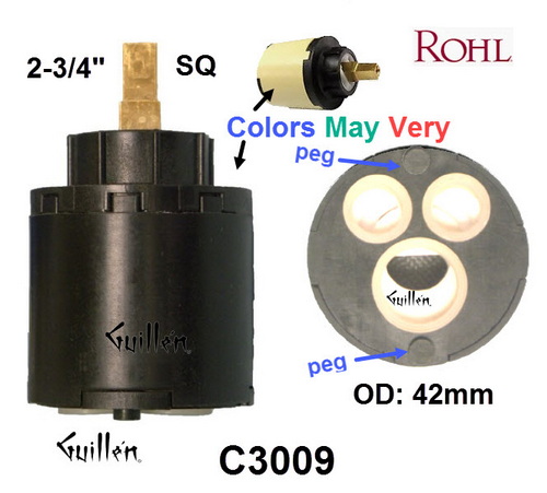 Rohl C3009;;__ 2-3/4in SQ; Single lever cartridge; in Unfinish