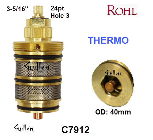 Rohl C7912;; 3-5/16in 24pt; Thermostatic cartridge; in Unfinish