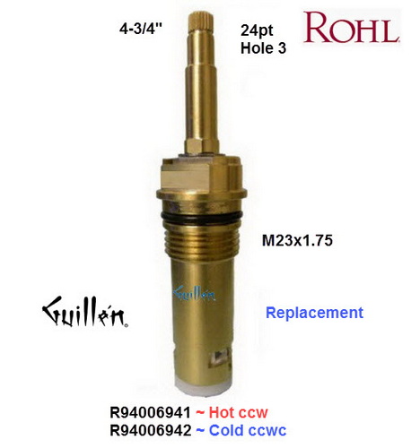 Rohl R94006941;;__ 4-3/4in 24pt; Hot cwc; 1/4 turn brass ceramic cartridge; in Unfinish
