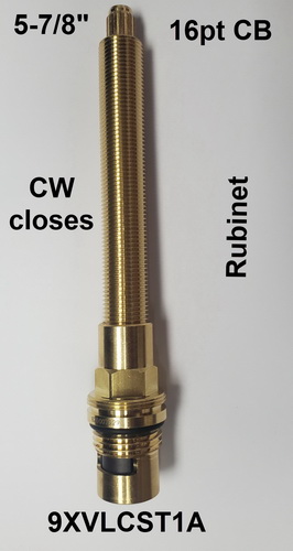 Rubinet 9XVLCST1A;;__ 5-7/8in 16pt; G1/2 CWC 1/4 turn brass ceramic cartridge for adjustable volume control; in Unfinish