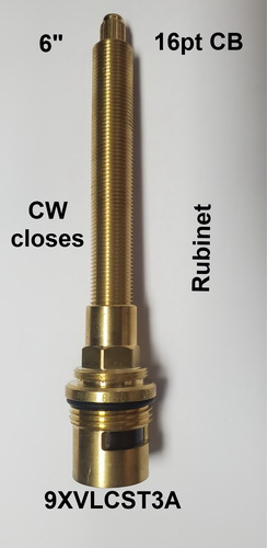 Rubinet 9XVLCST3A;;__ 6in 16pt; G3/4 CWC 1/4 turn brass ceramic cartridge for adjustable volume control; in Unfinish