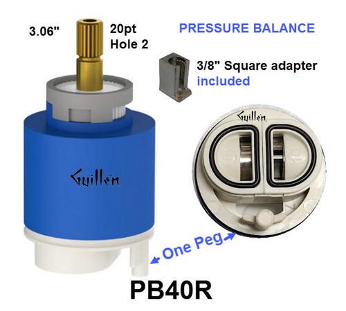 Santec PB40R;;__ 3.06in SQ; Pressure balance cartridge bath tub shower; in Unfinish
