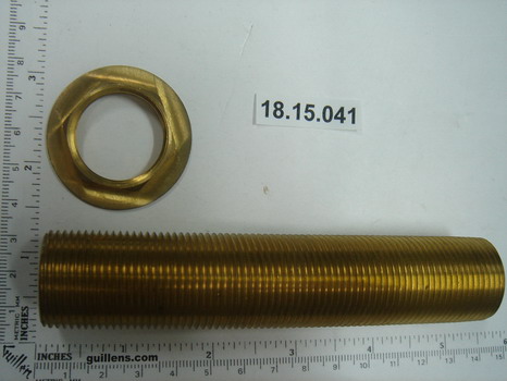 Sigma 18.15.041; ; 3/4"" inch nipple and nut threaded-on spout for roman bath tub faucet; in Brass