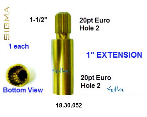 Sigma 18.30.052;;__ 20pt x 20pt; 1" inch stem extension handle adaptor; in Unfinish