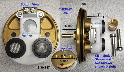 Sigma 18.30.147;;__ 2-3/4in SQ;  3/4 Thermostatic cartridge with metal plate for bath shower faucet; in Unfinish