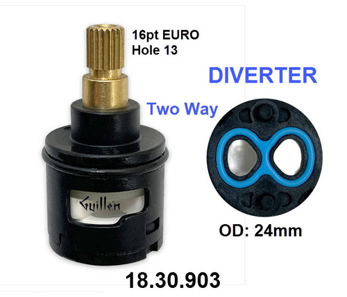 Sigma 18.30.903;;__ UNK 16pt; Diverter cartridge 2 way with positive shut off for E-mini thermo valve (18.30.291); in Unfinish