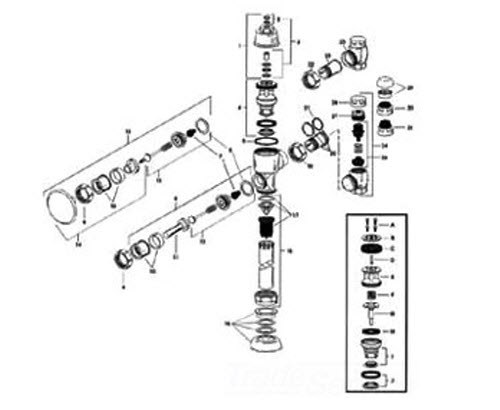 Sloan 5314094; ; CN-1004-A piston rebuilding kit quantity pack only (6/pack) for exposed flushometer; in Unfinish