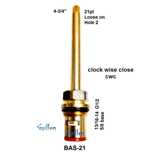 Sunico BAS-21;__ 4-3/4in; 21pt; Hot cwc 1/4 turn brass cartridge ceramic; in Unfinish