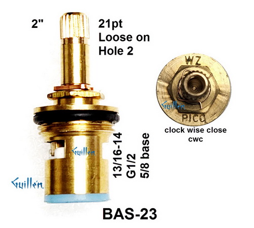 Sunico BAS-23;__ 2in; 21pt; Hot cwc 1/4 turn brass cartridge ceramic; in Unfinish