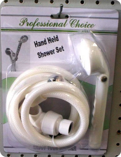 Suncraft C-PS1100 Personal Shower Set with push button, 59" vinyl hose, white   80002