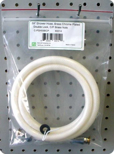 Suncraft C-PSH59VCN 59" Shower hose white vinyl with Chrome Plated taper nut   80017