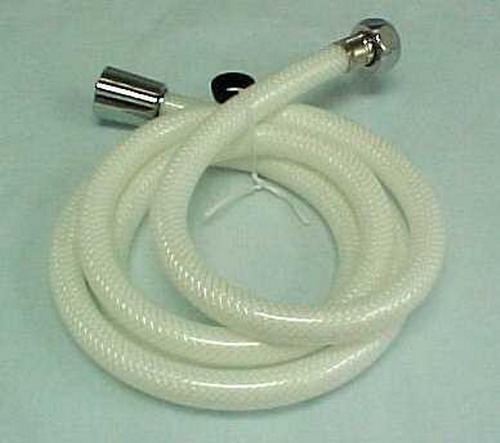 Suncraft PSH59VCN 59' Shower Hose White Vinyl with Chrome Plated Taper Nut.   11070