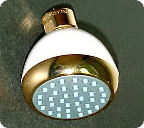 Suncraft S188WG Clog Resistant Showerhead White & Gold Finish.   11043