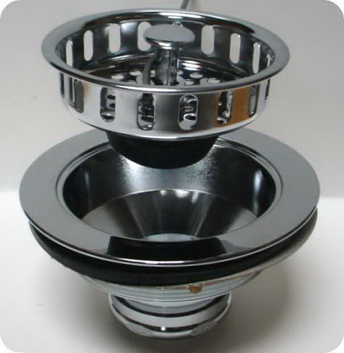 Suncraft SA275 4 1/2' Brass Kitchen Strainer Assembly, Chrome Plated   12180