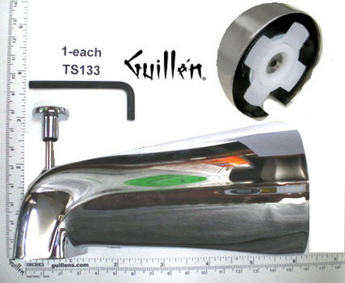 Suncraft TS133 Front Diverter Spout Slip 5/8" OD Copper Tube Chrome Plated Finish.   10100