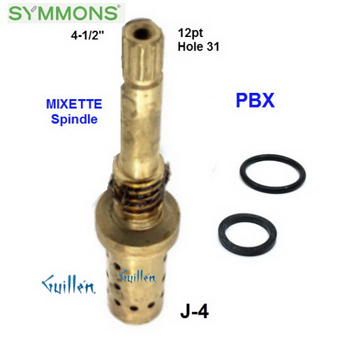 Symmons J-4; Mixette;__ 4-1/2in 12pt; pressure balance cartridge spindle mixette; in Unfinish