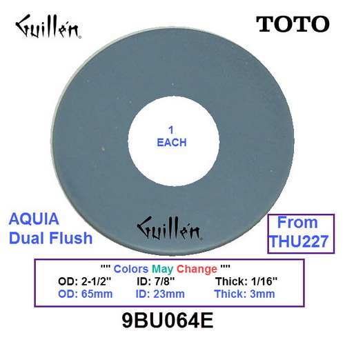 Toto 9BU064E; ; dual flush valve seal gasket 2 1/2 od x 7/8 id 1 each toilet; in Unfinish