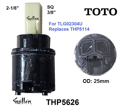 Toto THP5626;;__ 2-1/8in SQ; Single lever cartridge for TLG02304U; in Unfinish; Replaces THP5114