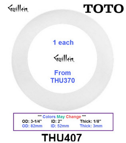 Toto THU407;;__ 3-1/4in 2in; 1 each; Flat seal gasket for flush valve; from THU370; in Unfinish