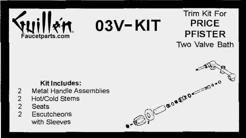 TPC 03V-KIT; Price Pfister; 2 handle verve bath old valve rebuild kit trim and compression cartridge; in Chrome
