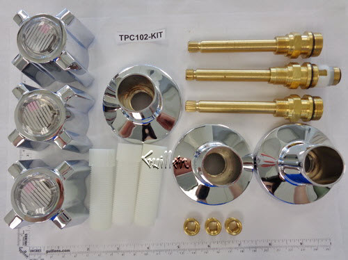 TPC 102-KIT; Sterling; 3 handle Starflo bath old valve rebuild kit trim and cartridge; in Chrome